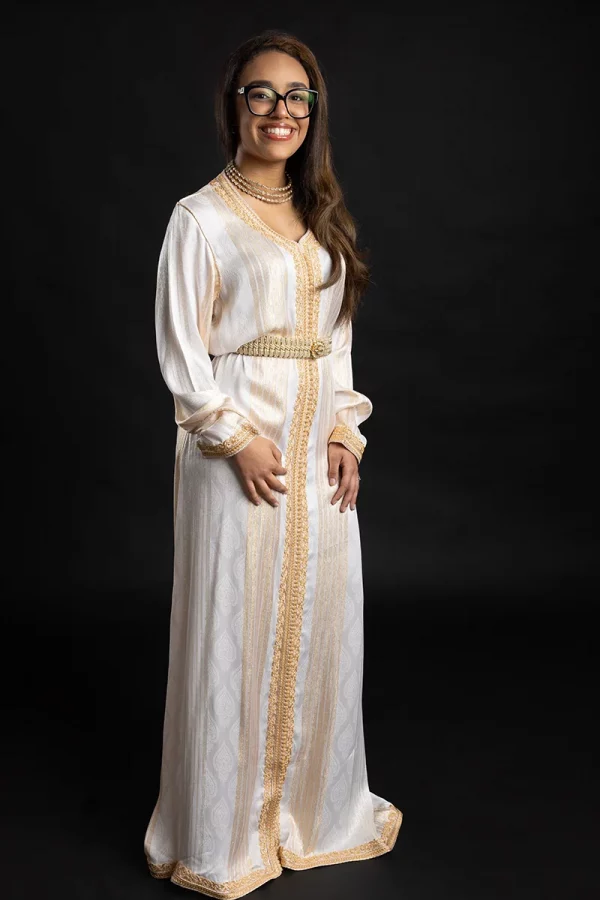 Caftan Blanc en Drap de Soie - Réf : AS20