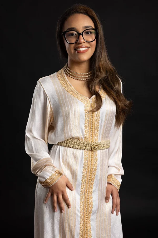 Caftan Blanc en Drap de Soie - Réf : AS20