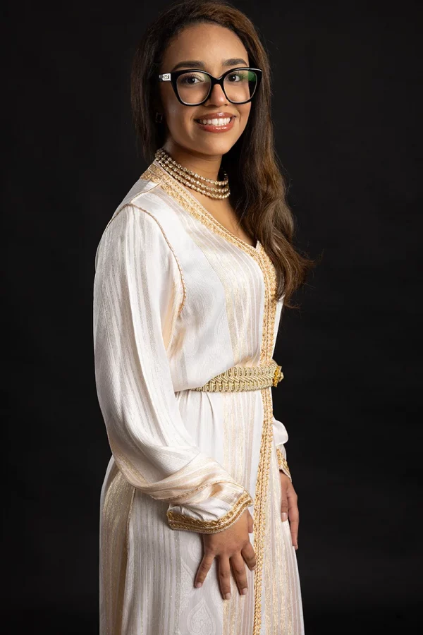 Caftan Blanc en Drap de Soie - Réf : AS20