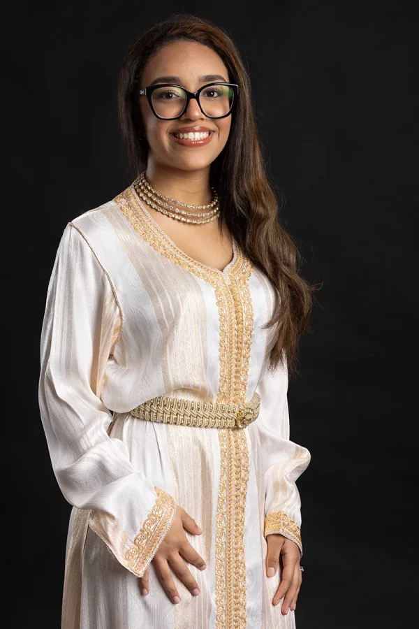 Caftan Blanc en Drap de Soie - Réf : AS20