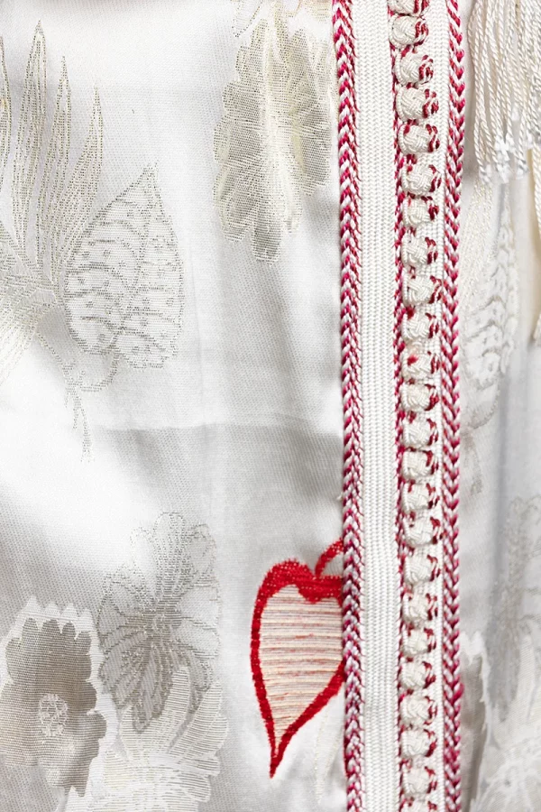 Caftan en Brochet de Soie Beige Réf : AS11