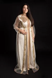 Caftan Blanc et Doré Réf : AS33