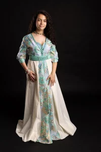 Caftan en Brocart et Satin - Réf : AS3
