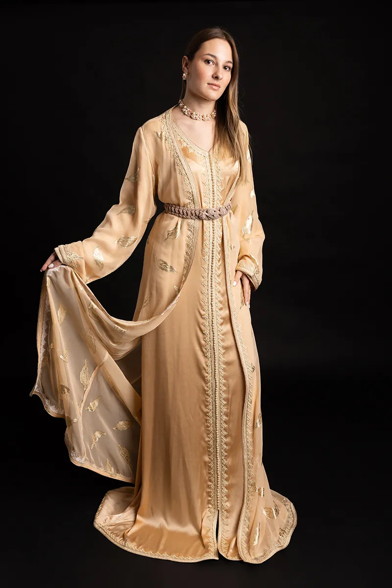 Caftan en Satin de Soie et Mousseline - Réf : AS19
