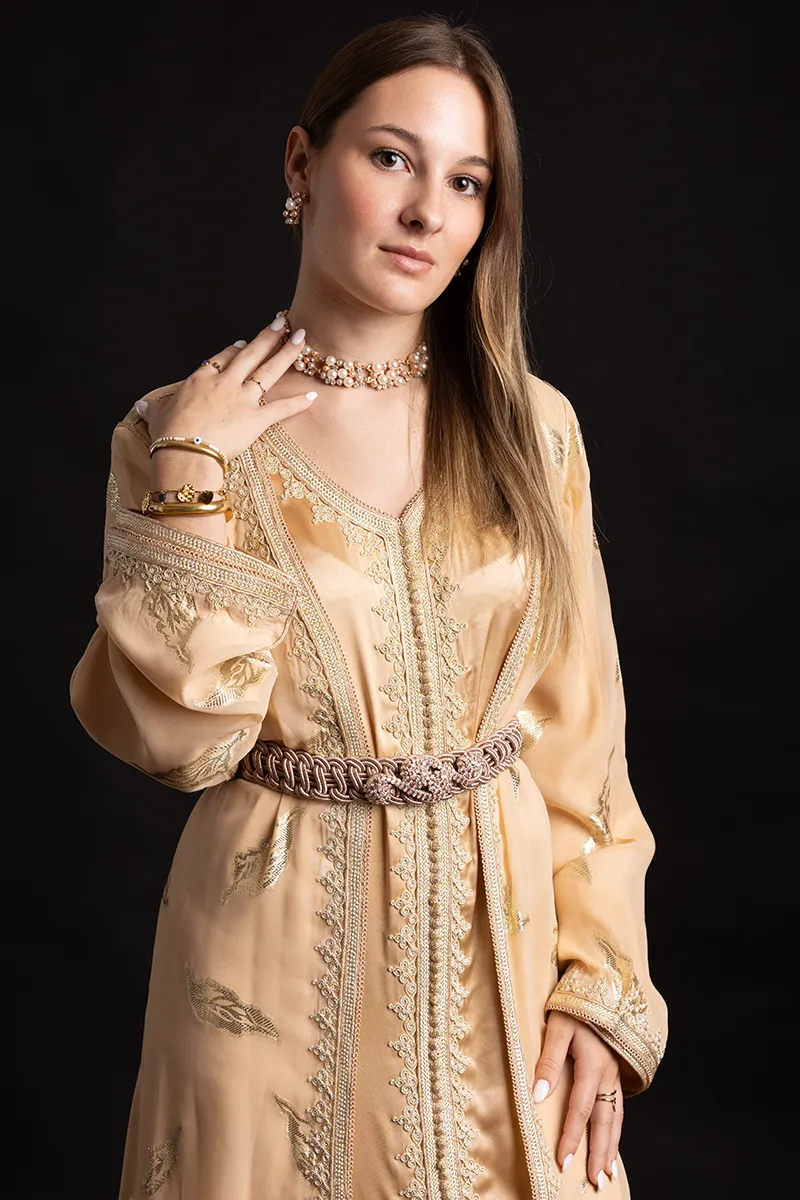 Caftan en Satin de Soie et Mousseline - Réf : AS19