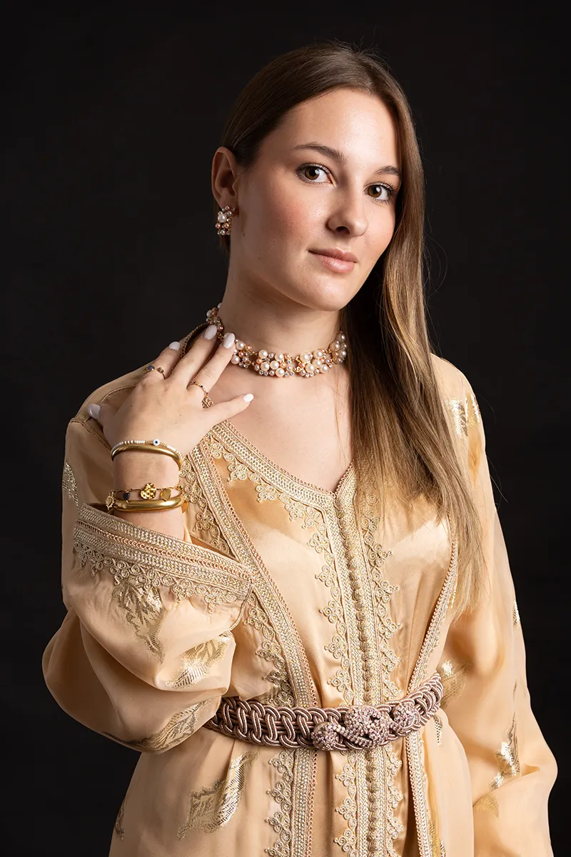 Caftan en Satin de Soie et Mousseline - Réf : AS19