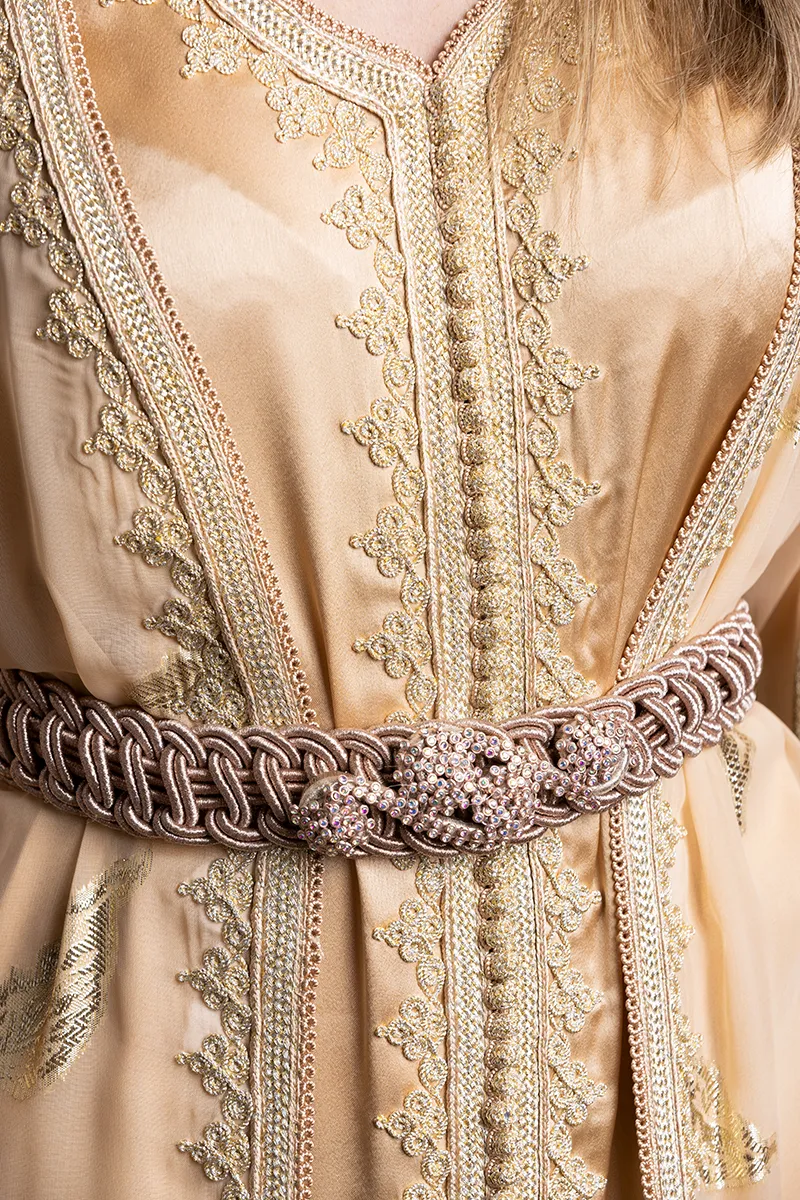 Caftan en Satin de Soie et Mousseline - Réf : AS19