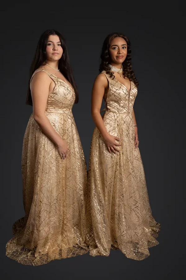Robe Longue à Paillettes Dorées