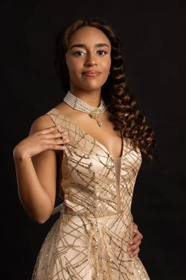 Robe Longue à Paillettes Dorées taille 38