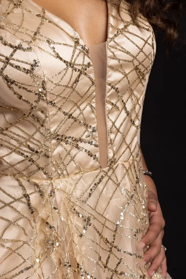 Robe Longue à Paillettes Dorées taille 38
