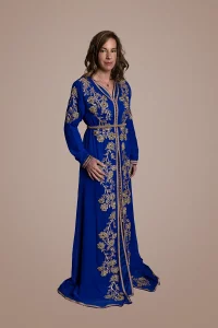 Caftan en Crêpe de Soie et Satin - Réf : AS22