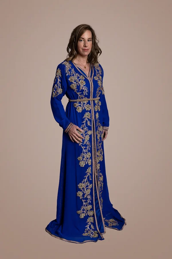 Caftan en Crêpe de Soie et Satin - Réf : AS22