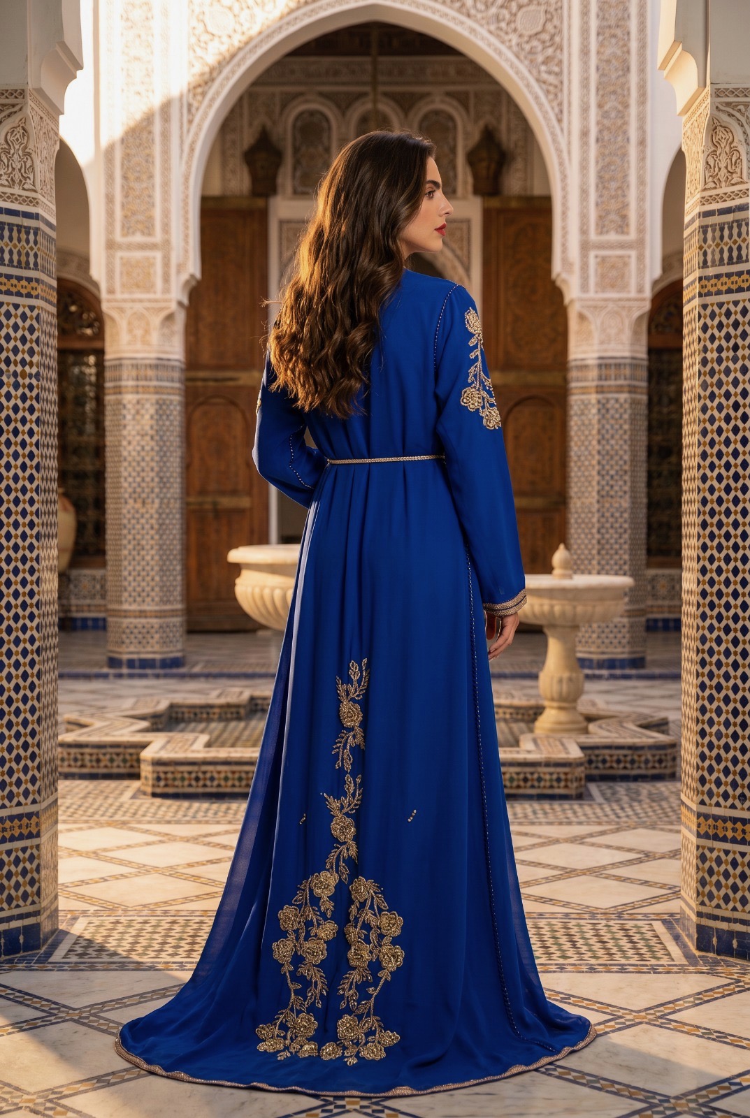 Caftan en Crêpe de Soie et Satin - Réf : AS22 – Image 3