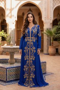 Caftan en Crêpe de Soie et Satin