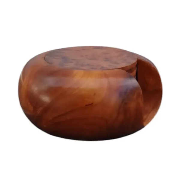 Ensemble de 12 sous-verres en Loupe de Thuya support en forme galet