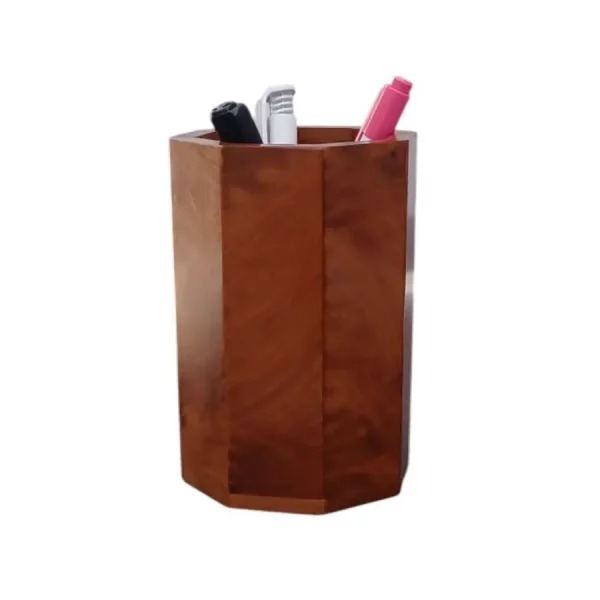 porte stylo octogonal en loupe de thuya
