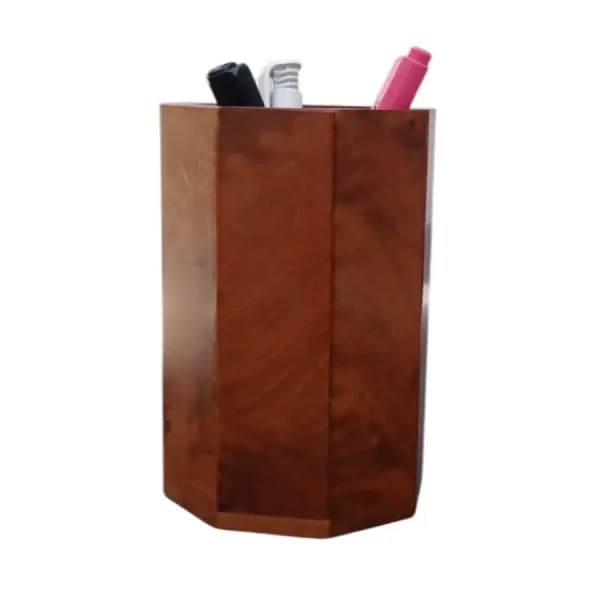 porte stylo octogonal en loupe de thuya