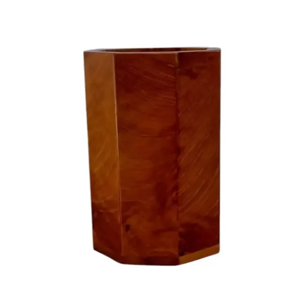 porte stylo octogonal en loupe de thuya