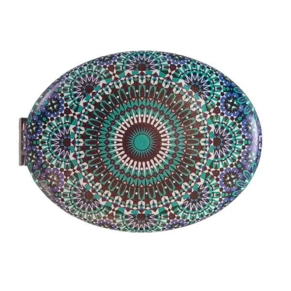Miroir de poche ovale étoilé turquoise
