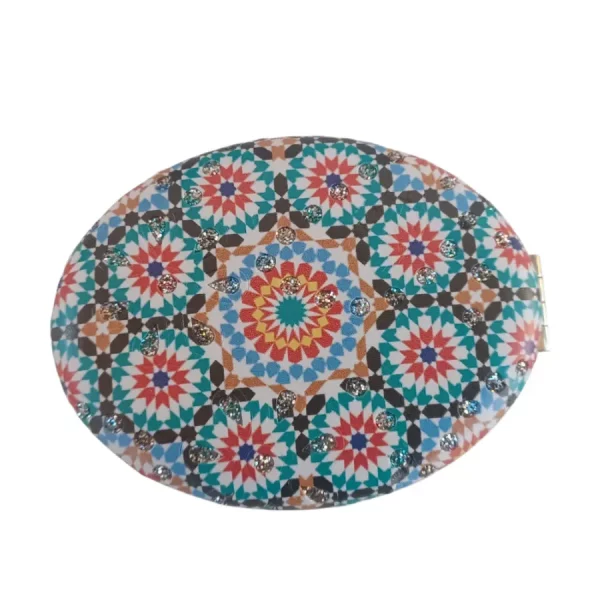 Miroir de poche ovale turquoise