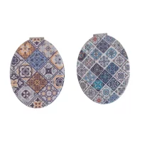 Miroir de poche ovale, plat, à strass