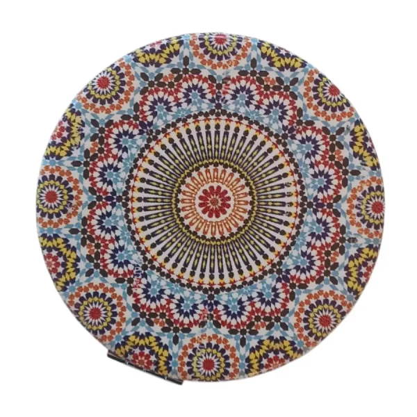 Miroir de poche, de forme Ronde, Étoilé jaune et bleu clair, Plat, sans Strass