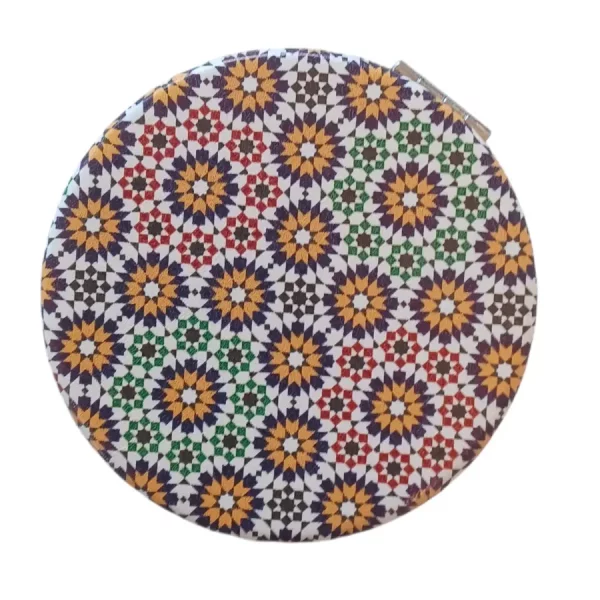 Miroir de poche, de forme Ronde, Fleur jaune, Plat, sans Strass