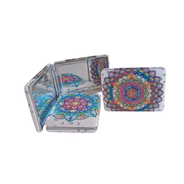 Miroir de poche rectangulaire bombé à strass