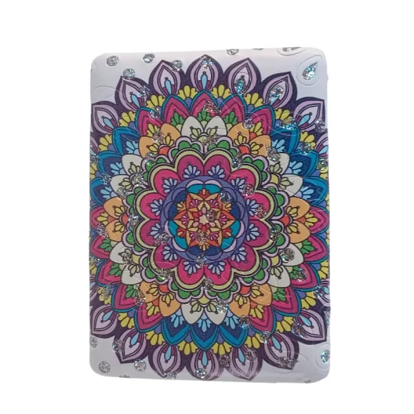Miroir de poche Rectangulaire, Motif Lotus Fuchsia, Bombé, à strass