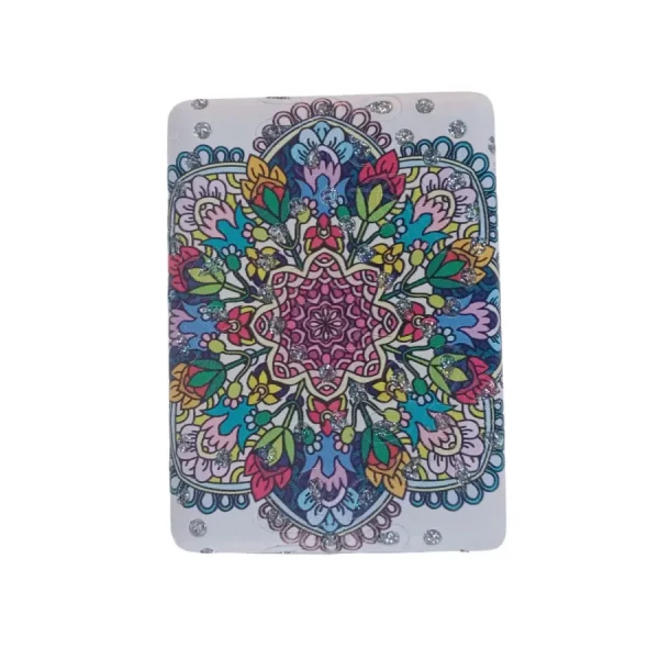 Miroir de poche Rectangulaire, Motif Fleur coloré, Bombé, à strass