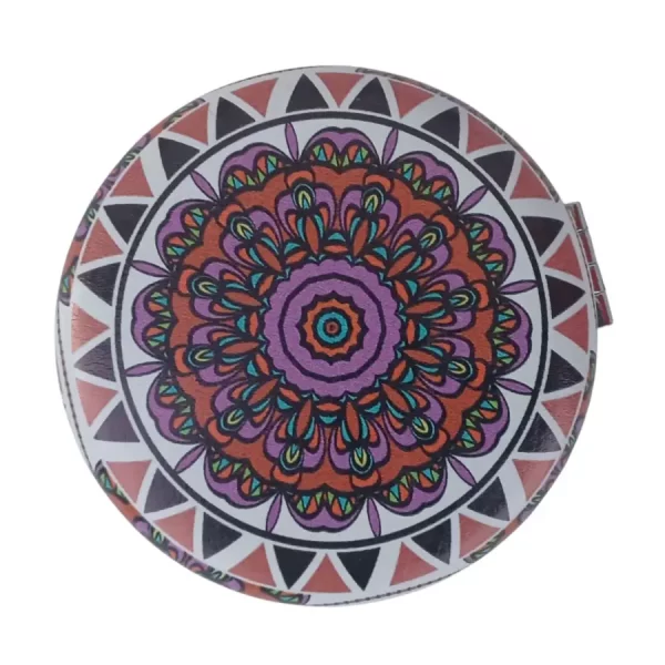 Miroir de poche rond violet bombé sans strass