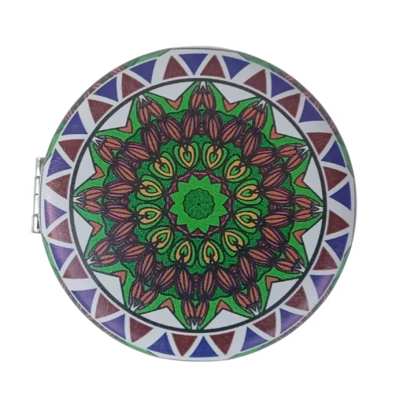 Miroir de poche rond vert bombé sans strass