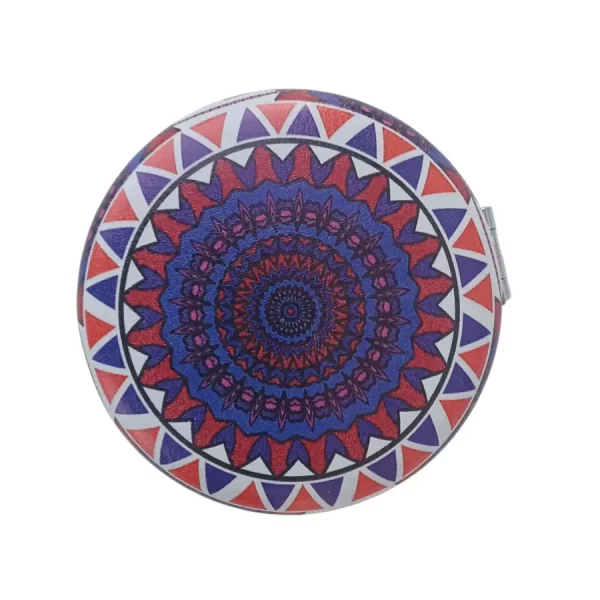 Miroir de poche rond, Bleu et Rouge, Bombé, sans Strass
