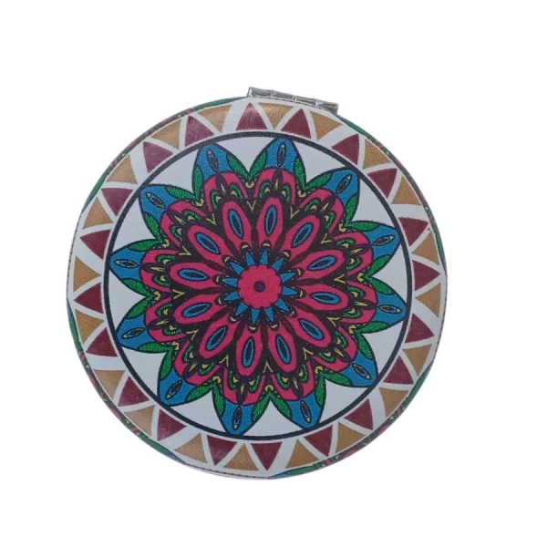 Miroir de poche rond, Fuchsia, Bombé, sans Strass