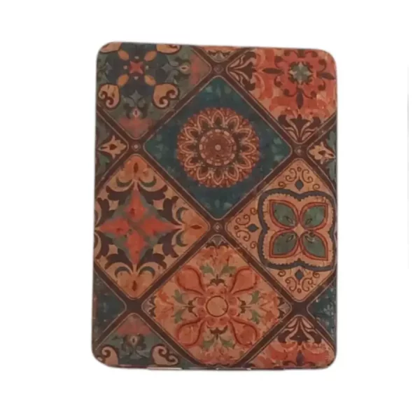 Miroir de poche rectangulaire aspect liège motif floraux