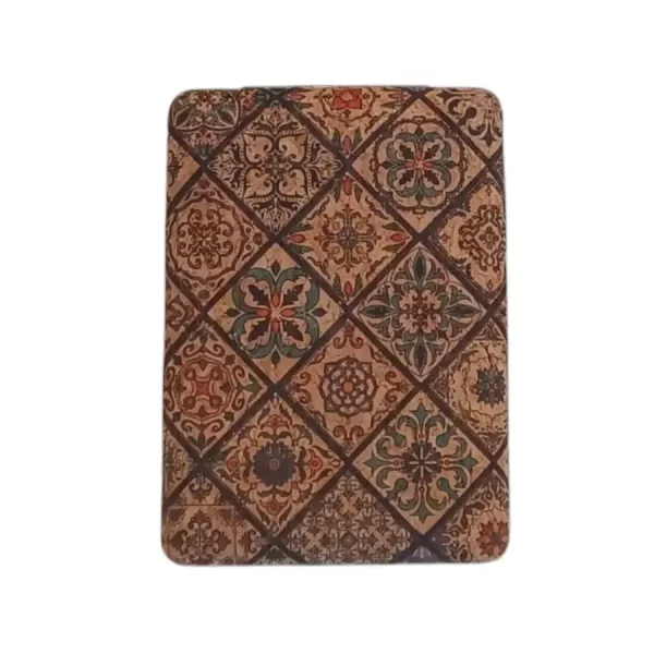 Miroir de poche rectangulaire aspect liège motif petit damier