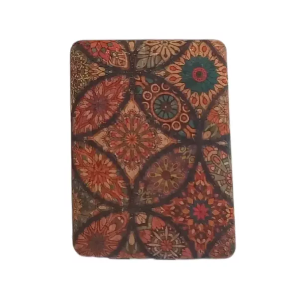 Miroir de poche rectangulaire aspect liège motif rosace