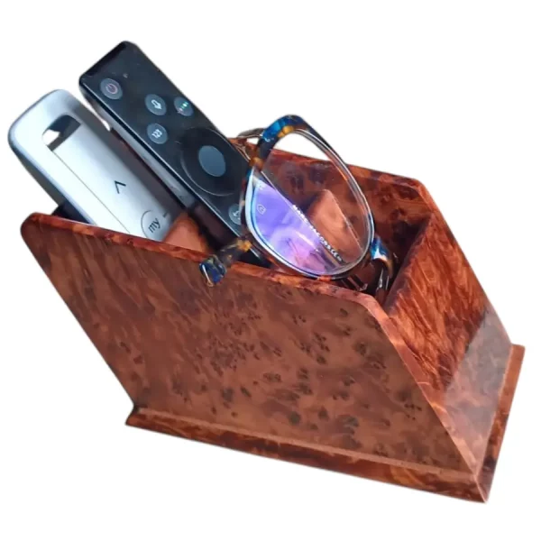 Support de télécommande en Loupe de Thuya