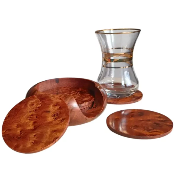 Ensemble de 6 sous-verres avec support en forme de galet