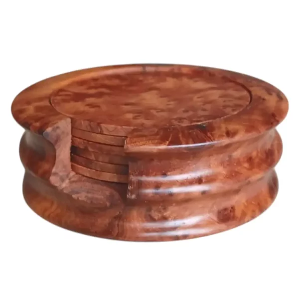 Ensemble de 6 sous-verres en loupe de thuya