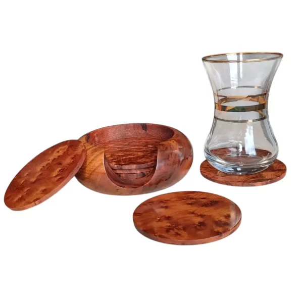 Ensemble de 6 sous-verres avec support en forme de galet