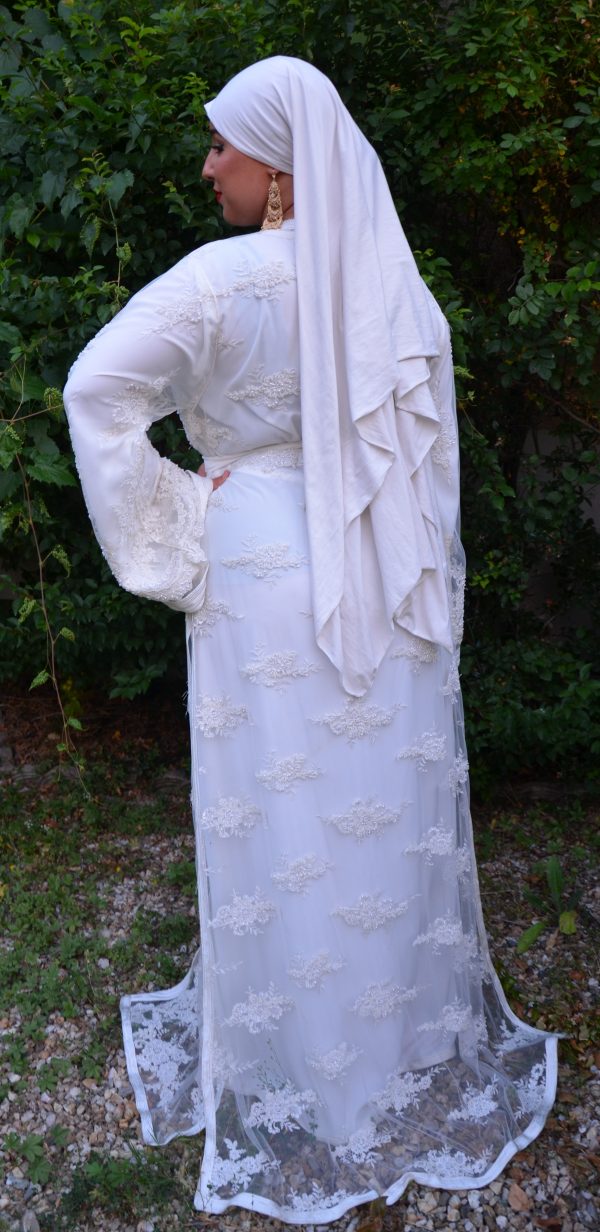 Caftan Blanc Épuré - Réf : AS43