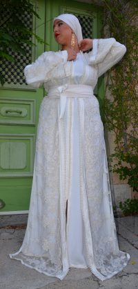 Caftan Blanc Épuré - Réf : AS43